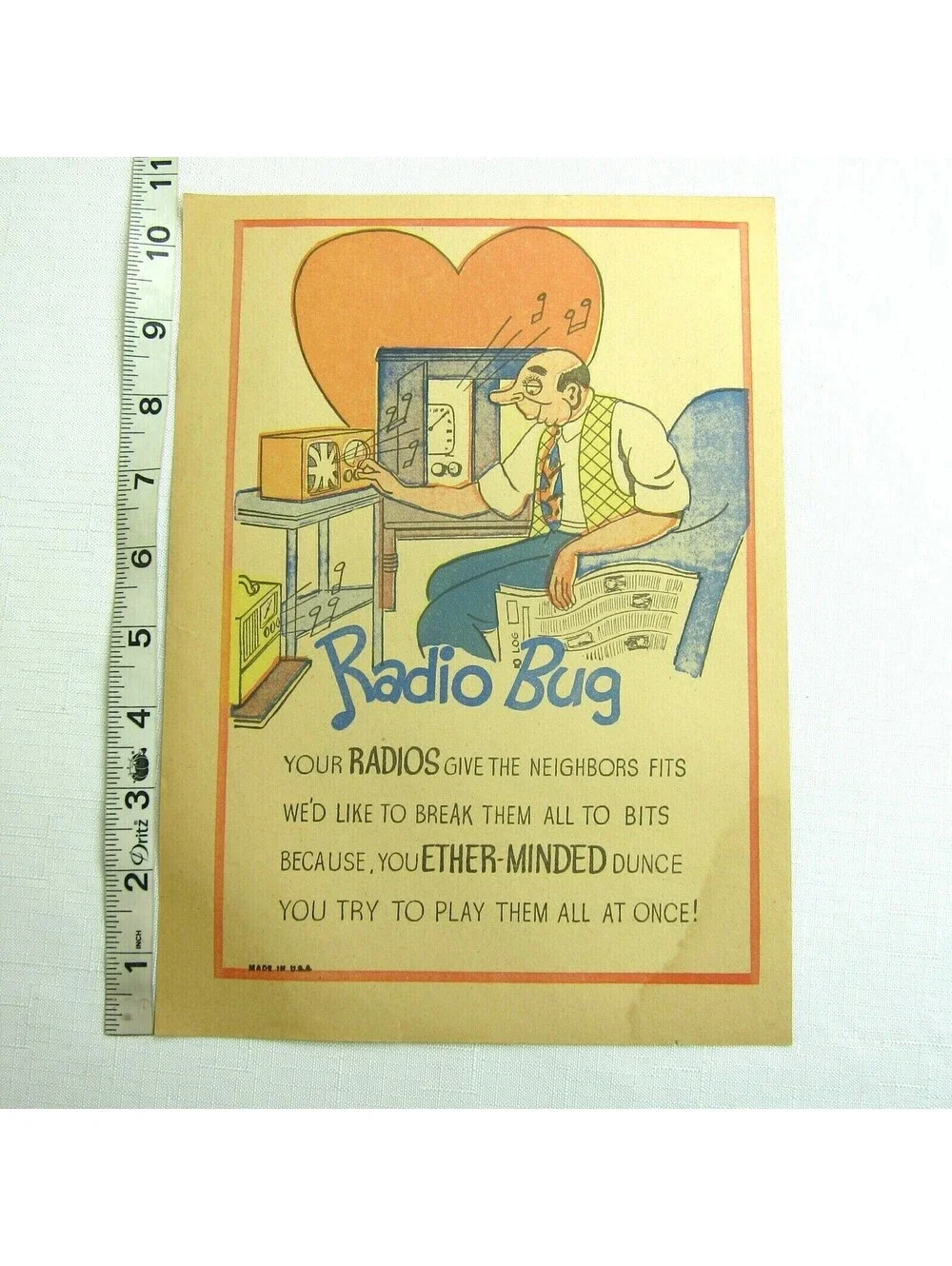 Vintage Vinegar Valentine Radio Bug Penny Dreadful Sarcasm Insult Poem Ephemera